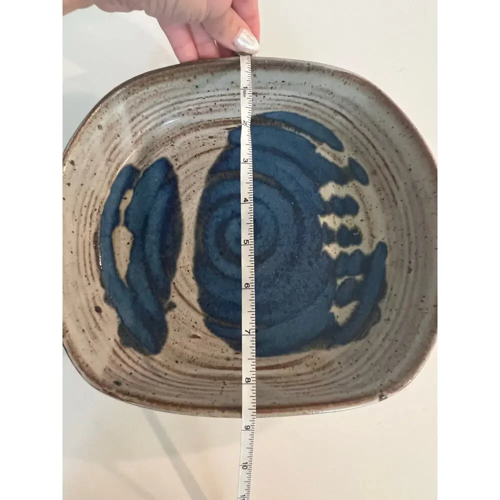 Rare Richard Sanderson Toad Hill Pottery NH Vegetable Serving Dish Blue JL